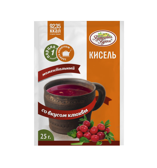 

Кисель со вкусом клюквы моментальный 25г 50 шт, моментальный кисель