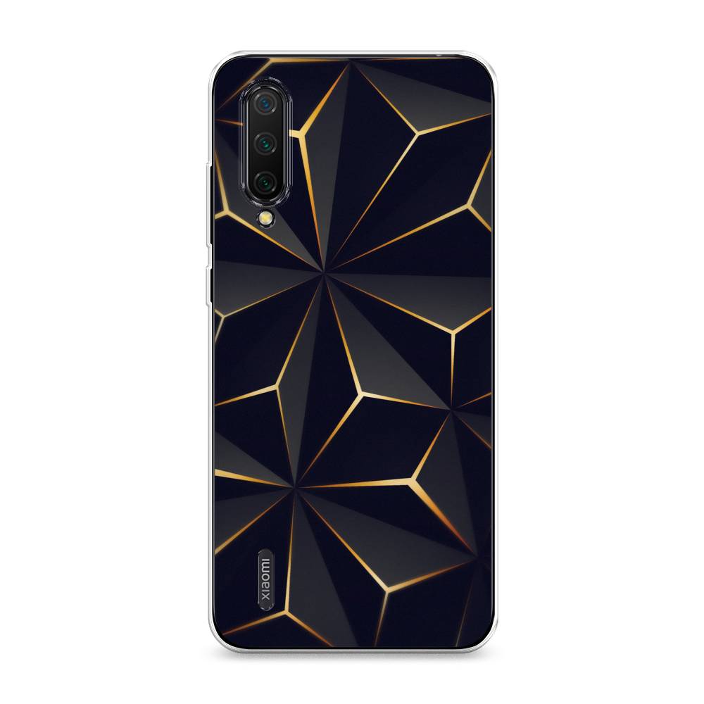 

Чехол на Xiaomi Mi A3 Lite "Черные полигоны", Золотистый;черный, 36250-3
