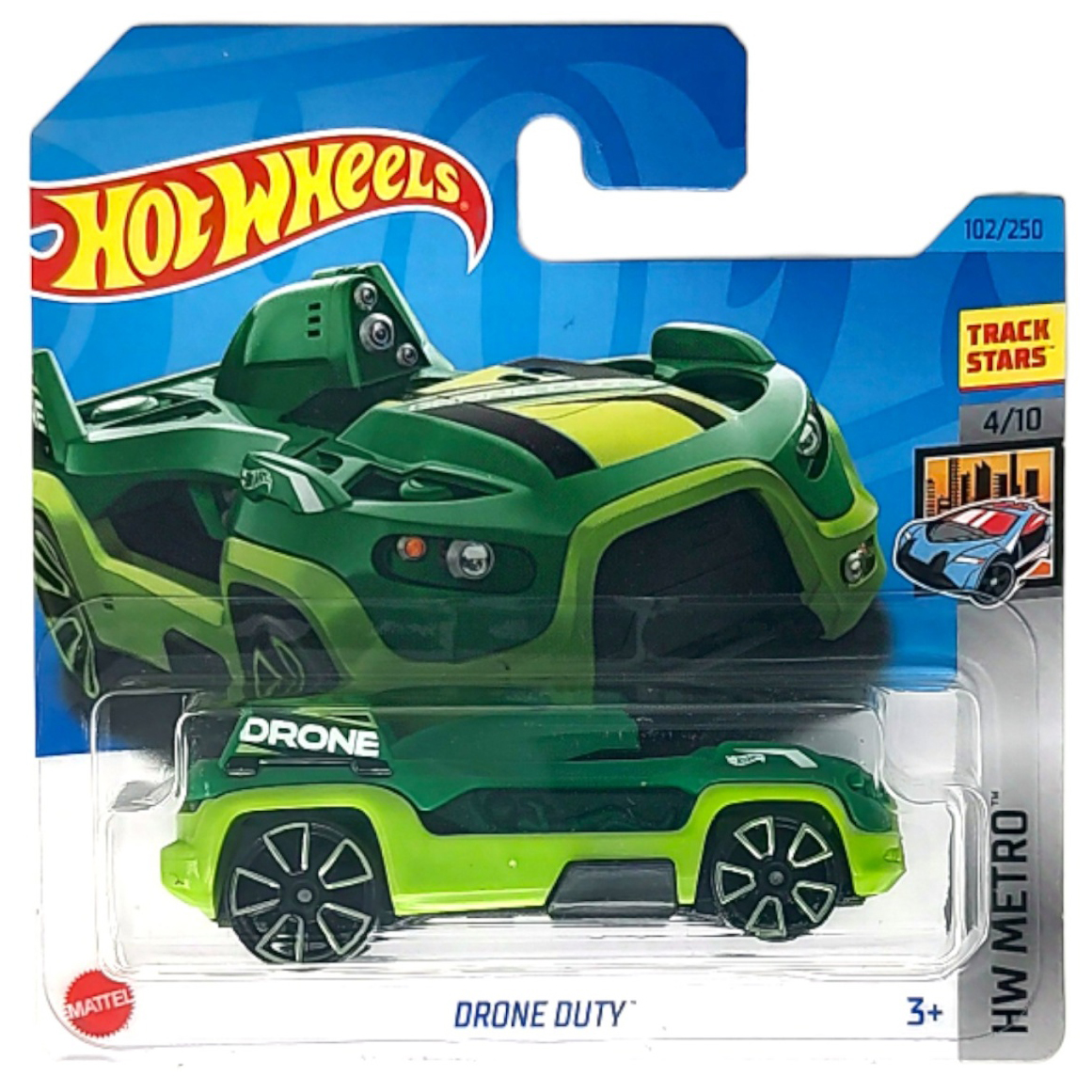 Базовая машинка Hot Wheels DRONE DUTY, зеленая машинка hot wheels hw metro drone duty hkj70 n521