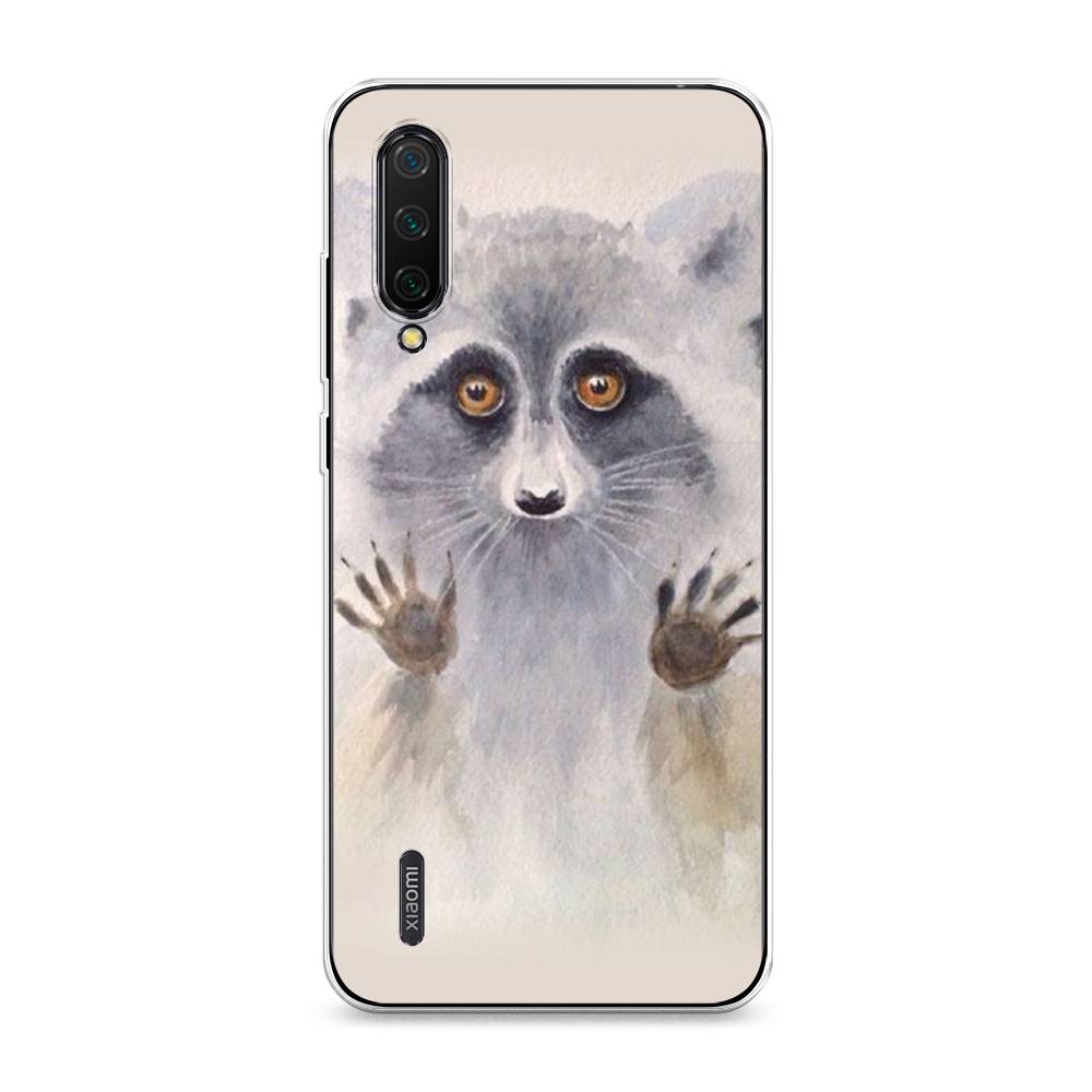 

Чехол на Xiaomi Mi A3 Lite "Енот за стеклом", Бежевый;серый, 36250-4