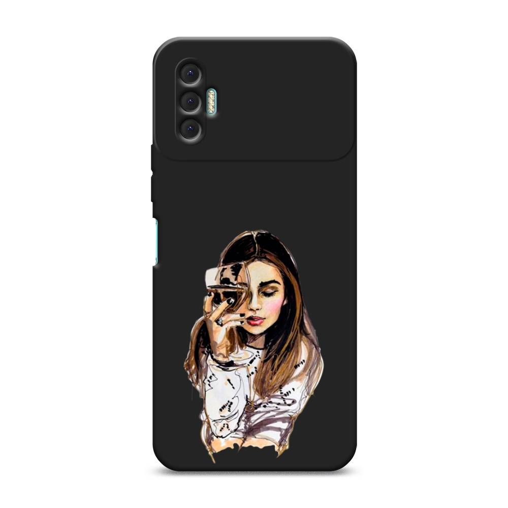 

Чехол Awog на Tecno Spark 8P / Техно Спарк 8P "Девушка с бокалом", Коричневый;прозрачный;бежевый