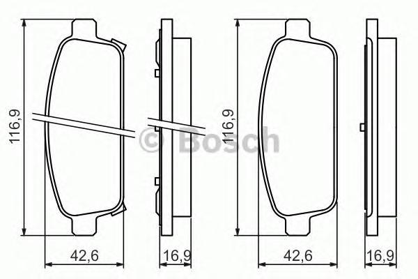 

Колодки дисковые задние с антискрип. пл. Opel Astra, Chevrolet Cruze 1.4-2. 0 986 494 435