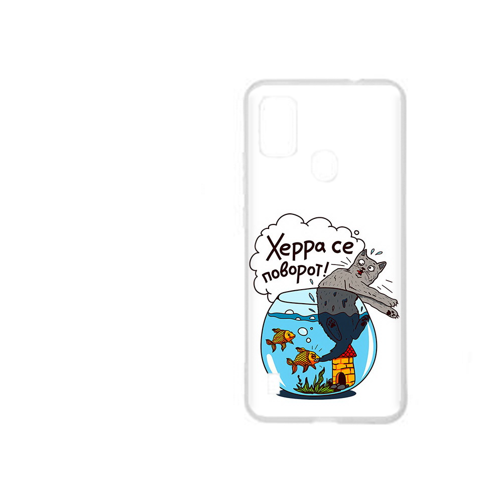 

Чехол MyPads Tocco для ZTE Blade A51 Рыбы с котом (PT160198.458.149), Прозрачный, Tocco
