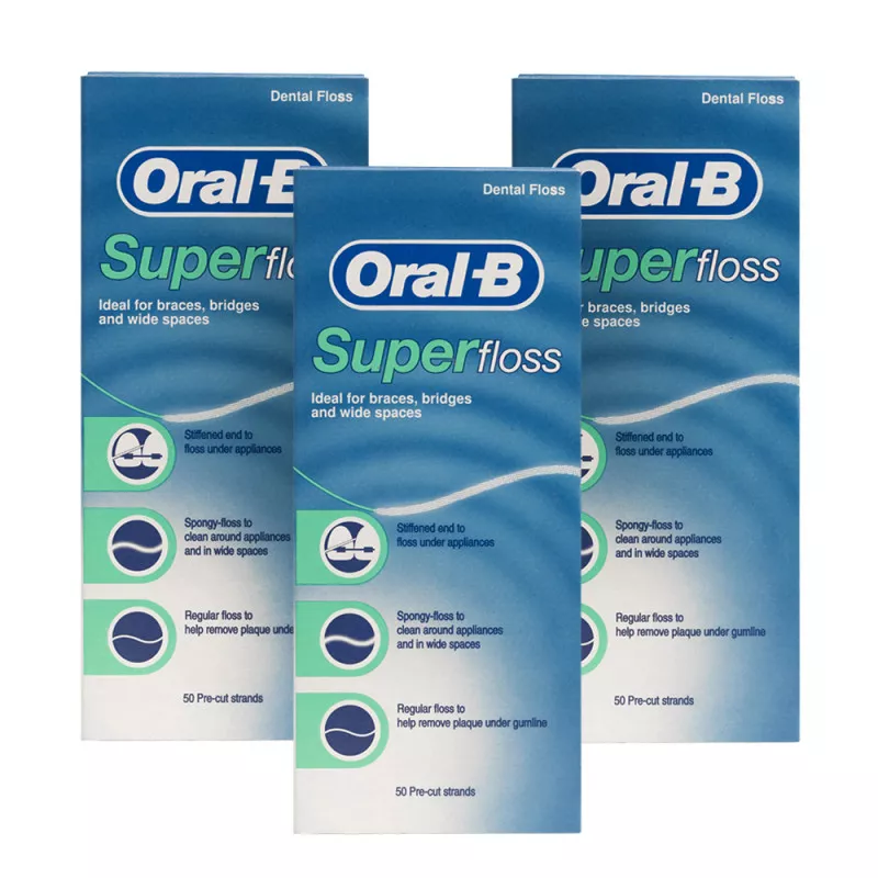 Зубная нить Oral-B Super Floss, 50 шт х 3 упаковки