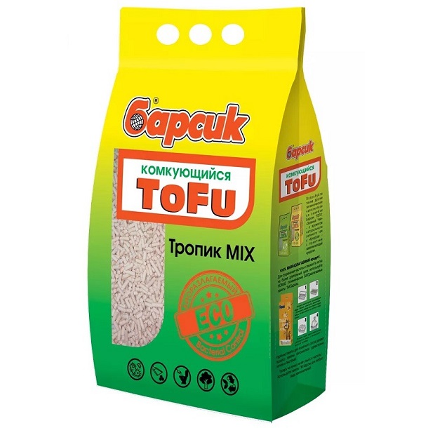 

Комкующийся наполнитель Барсик ToFu Тропик MIX, 4,54 л