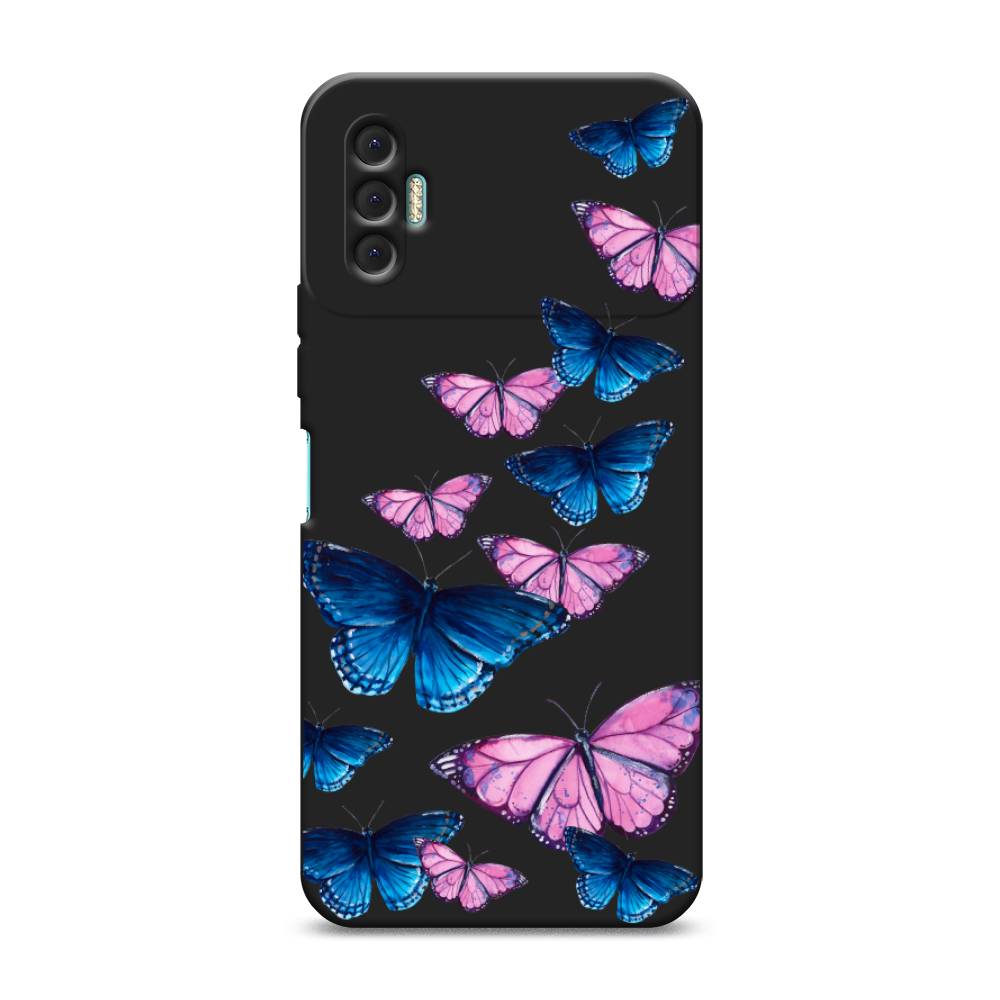 

Чехол Awog на Tecno Spark 8P / Техно Спарк 8P "Полет бабочек", Синий;черный;розовый