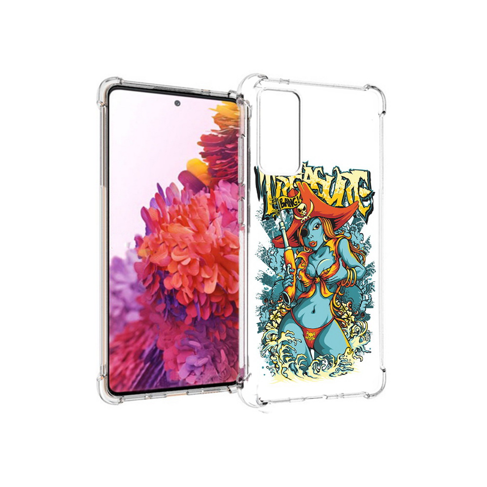 

Чехол MyPads Tocco для Samsung Galaxy S20 FE нарисованная синяя девушка комикс, Прозрачный, Tocco