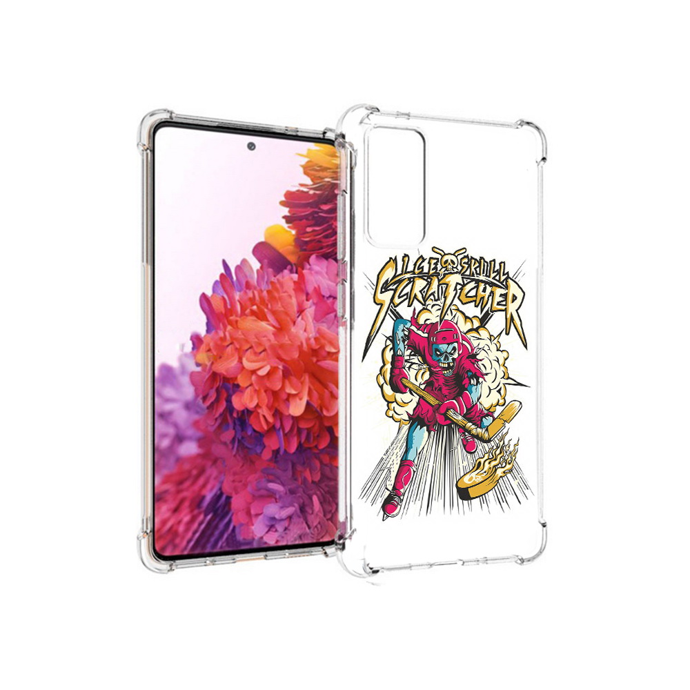 

Чехол MyPads Tocco для Samsung Galaxy S20 FE нарисованный скелет хоккеист, Прозрачный, Tocco