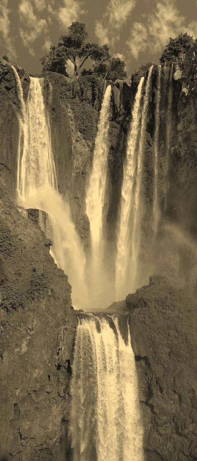 фото Самоклеющиеся фотообои "водопад в марокко", 90x210 см, эффект сепия, отраженный фотообои.рф