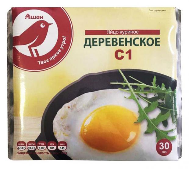 Яйца куриные АШАН Красная птица деревенские С1 30 шт 350₽