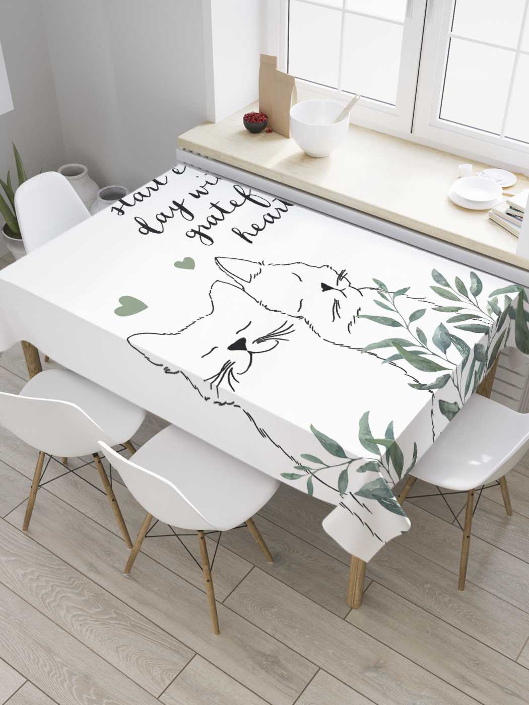 

Скатерть прямоугольная JoyArty "Пара котиков" из сатена, 120x145 см, Коричневый, Пара котиков