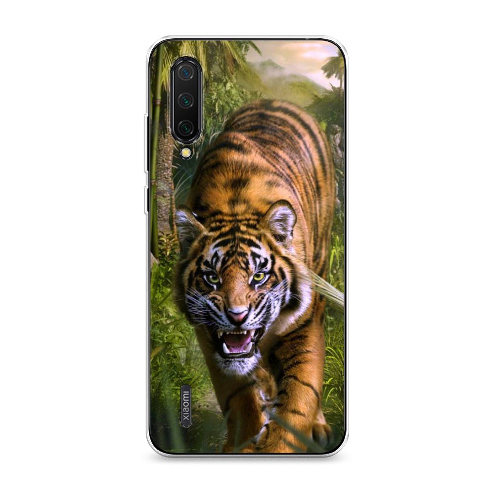 

Чехол на Xiaomi Mi A3 Lite "Тигр в джунглях 2", Оранжевый;зеленый, 36250-1