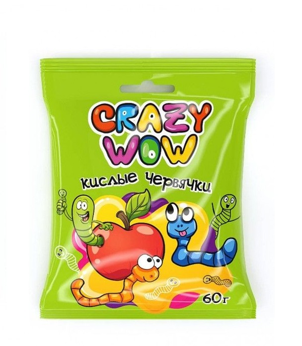 

Мармелад Гелиос Crazy Wow Кислые червячки жевательный 60 г