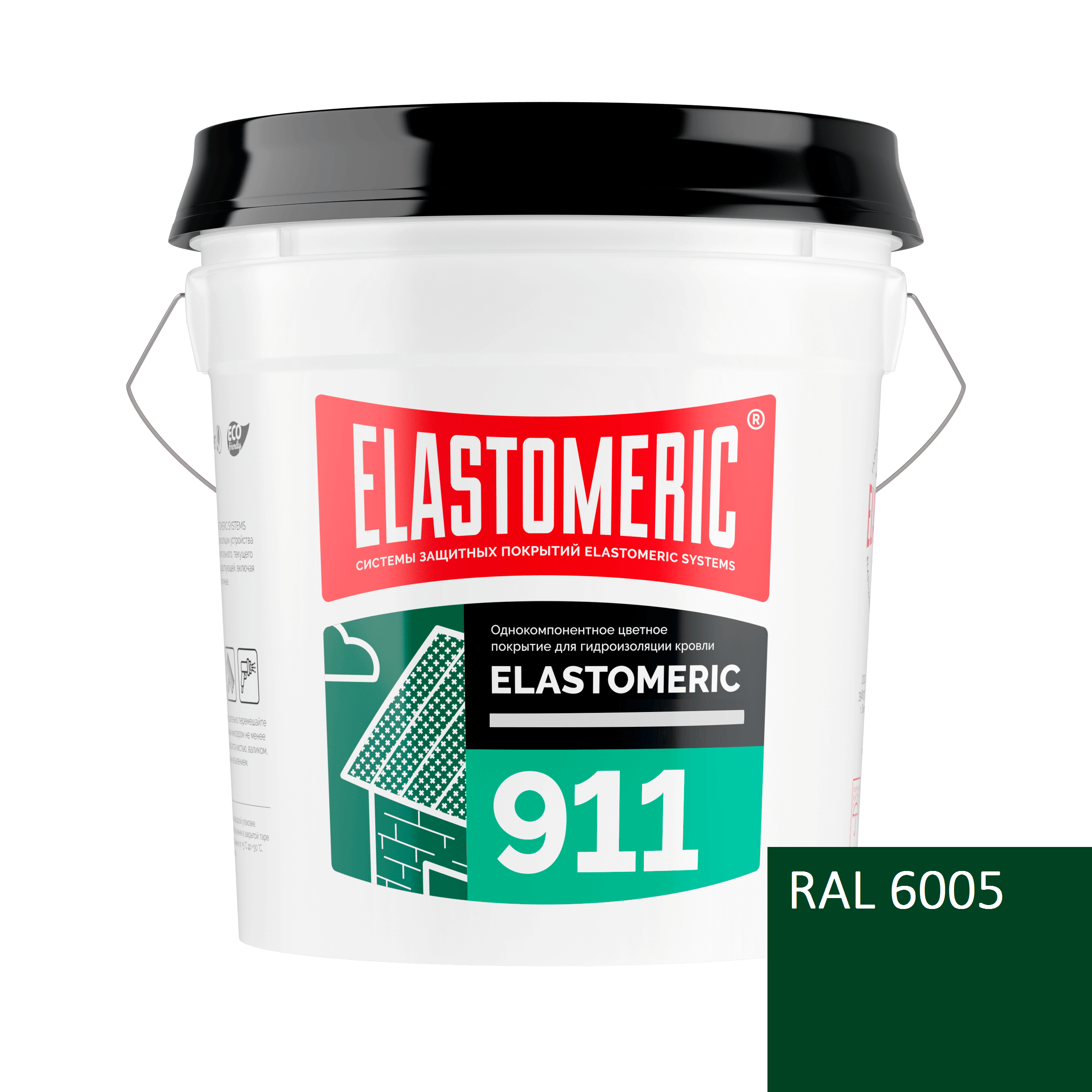 Жидкая резина для кровли гидроизоляционная мастика Elastomeric-911 RAL 6005 20кг 17591₽