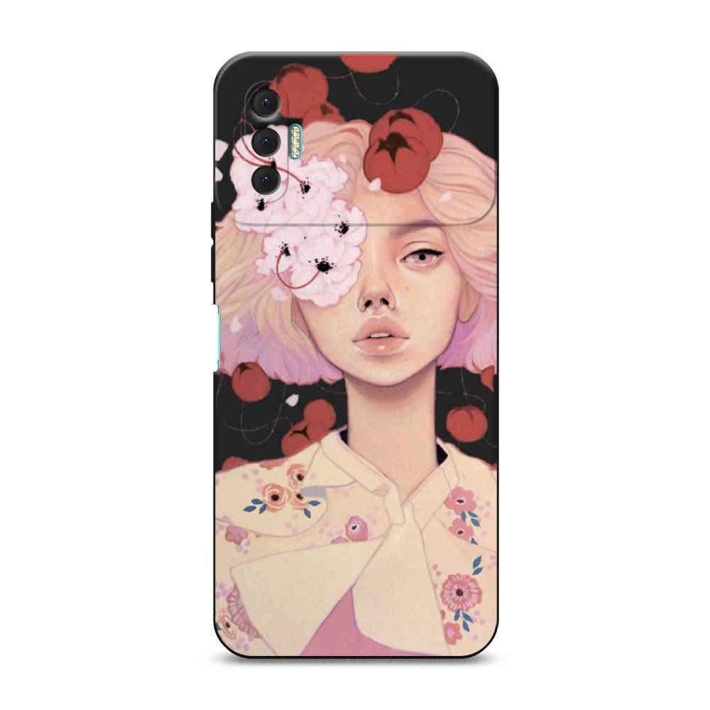 

Чехол Awog на Tecno Spark 8P / Техно Спарк 8P "Цветочная анархия", Бежевый;розовый;красный