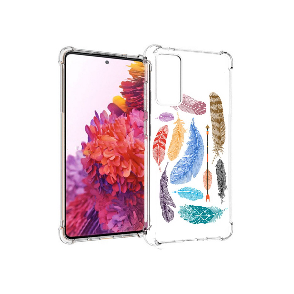 

Чехол MyPads Tocco для Samsung Galaxy S20 FE разноцветные перья (PT153647.496.572), Прозрачный, Tocco