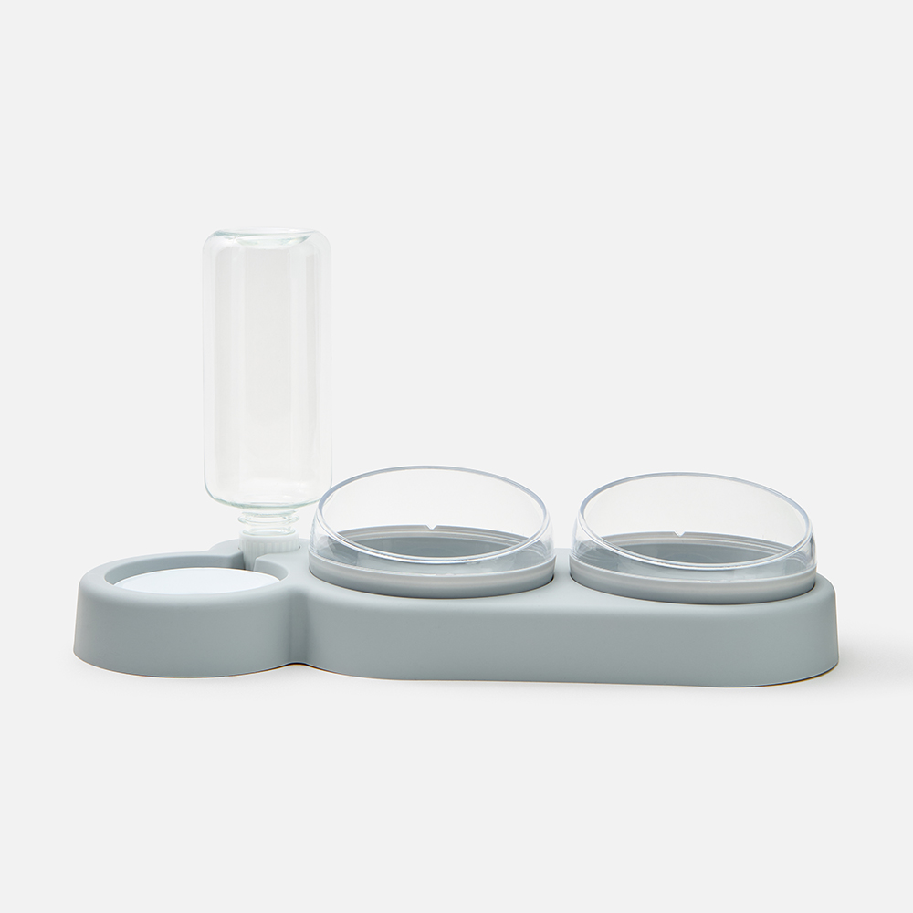 

Миска для собак Market Union, двойная и поильник автоматический, с бутылкой, серая, Серый, Market Union двойная