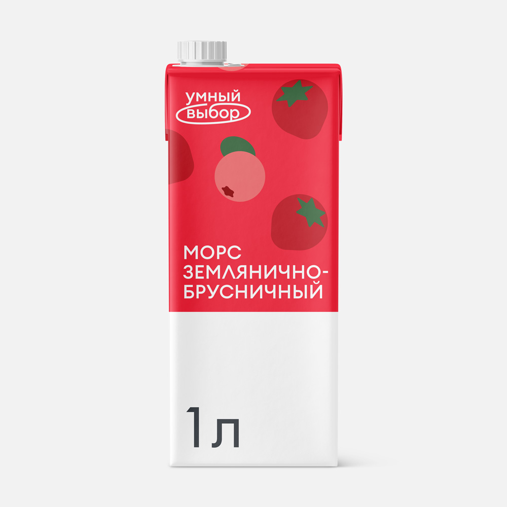 Морс Умный выбор земляника и брусника, 1 л