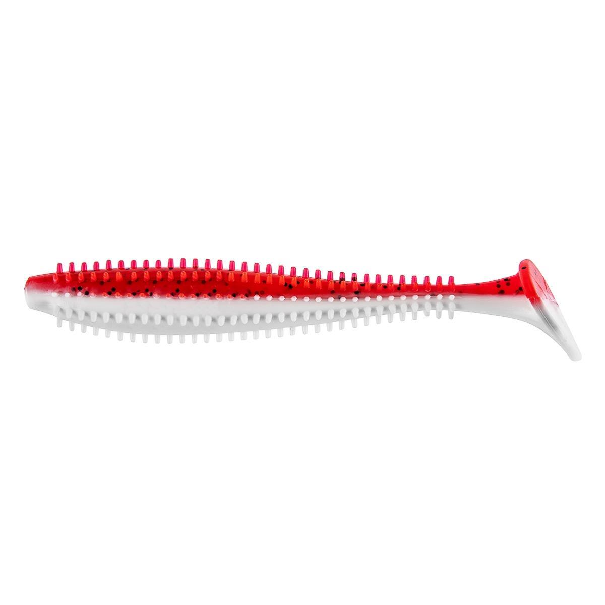 

Виброхвост несъедоб. Shaggy 5,12/13 см Red & White 50шт. (HS-18-003-N) Helios