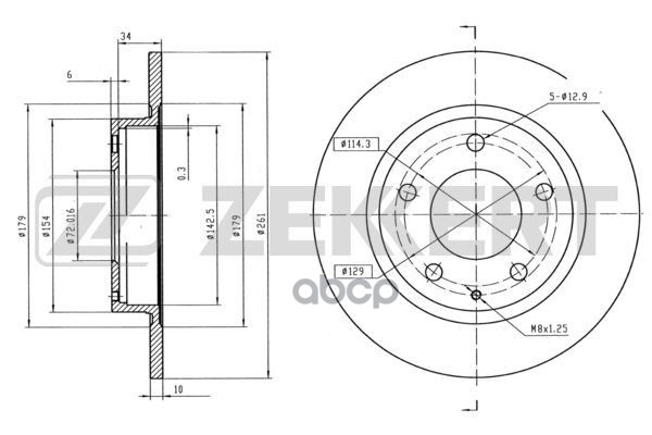 

Диск Тормозной Zekkert Bs5150 Зад. Полный (261 X 40 X 10) Mazda 626 Iv, V 91-, Xedos 6 92-