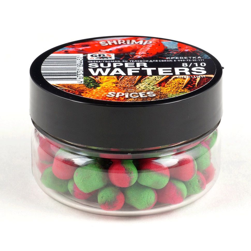 

Вафтерсы GBS BaITS Super Wafters 8x10 мм 66 гр Креветка Специи, Super Wafters 8x10 мм
