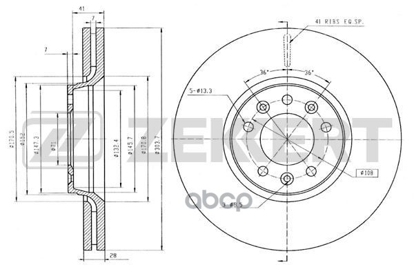 

Диск Тормозной Zekkert Bs5104 Перед. Вент. / 304*28 / Citroen C5 Iii 08-, Jumpy Ii 07-, Fi