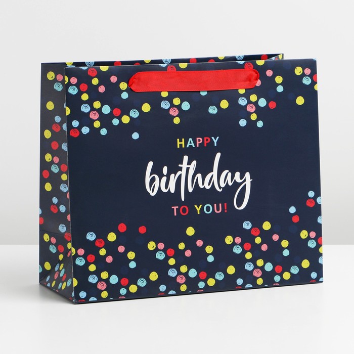 

Пакет ламинированный горизонтальный «Happy Birthday», ML 27 × 23 × 11,5 см, Коллекция упаковки "С днем рождения!"
