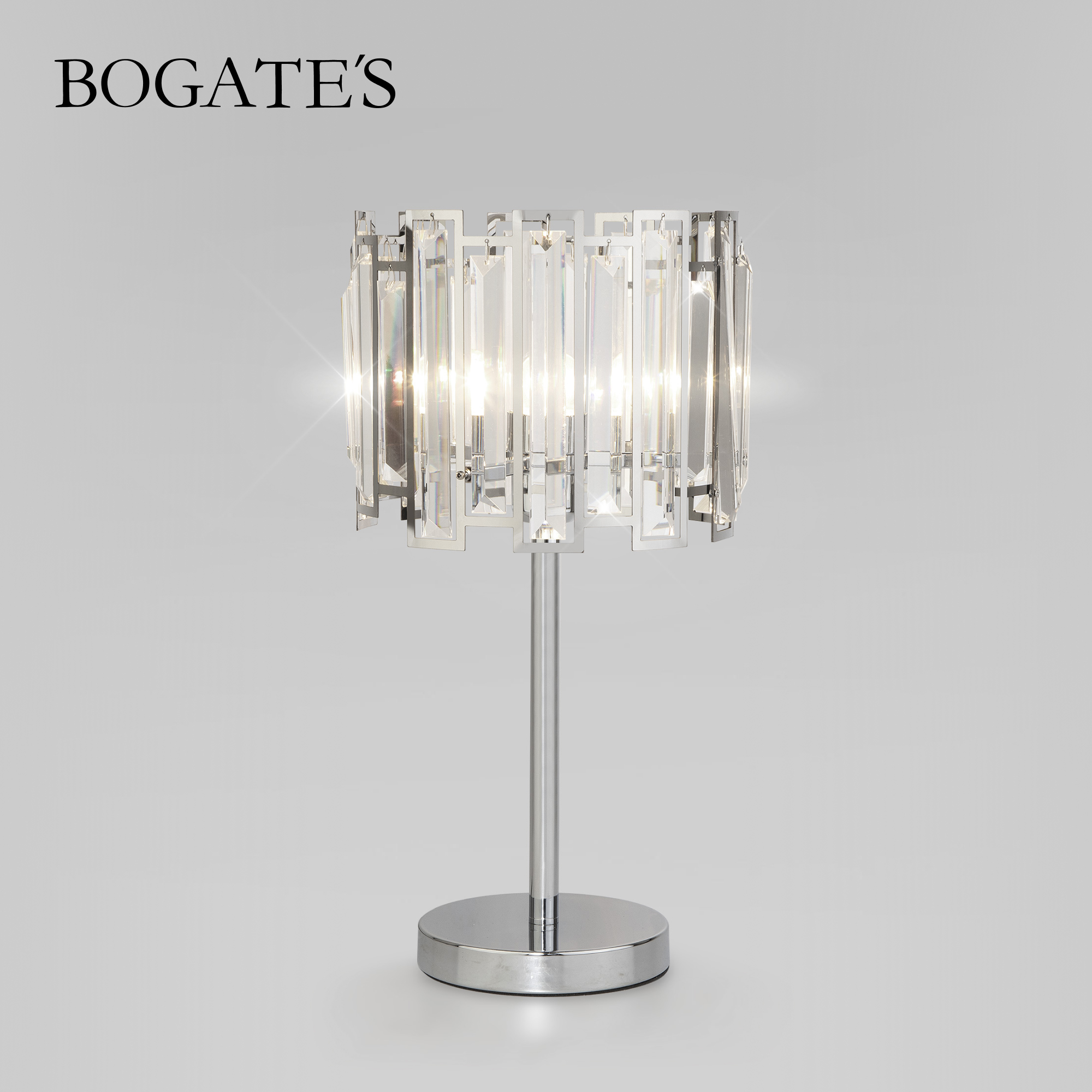 Настольный светильник Bogates Cella 011471 хром с хрусталем Strotskis E14 12600₽