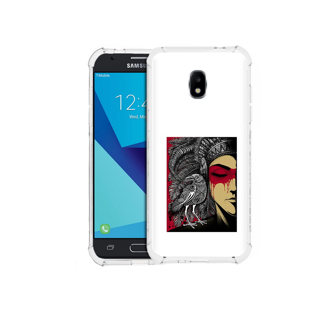 Чехол MyPads Tocco для Samsung Galaxy J7 Pro девушка с вороном в абстракции