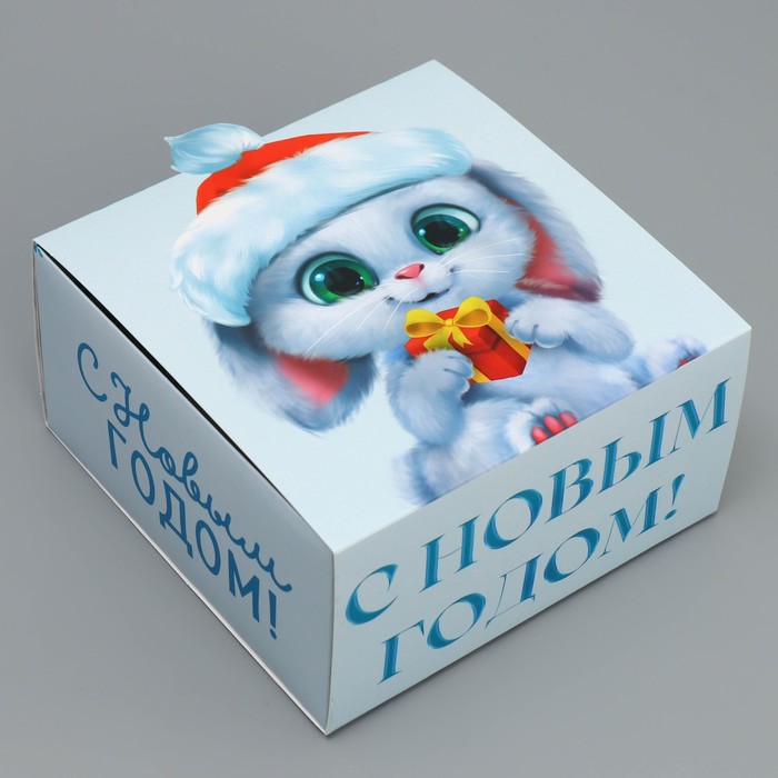

Коробка складная Дарите Счастье Зайчик с подарком 15 х 15 х 8 см, Голубой
