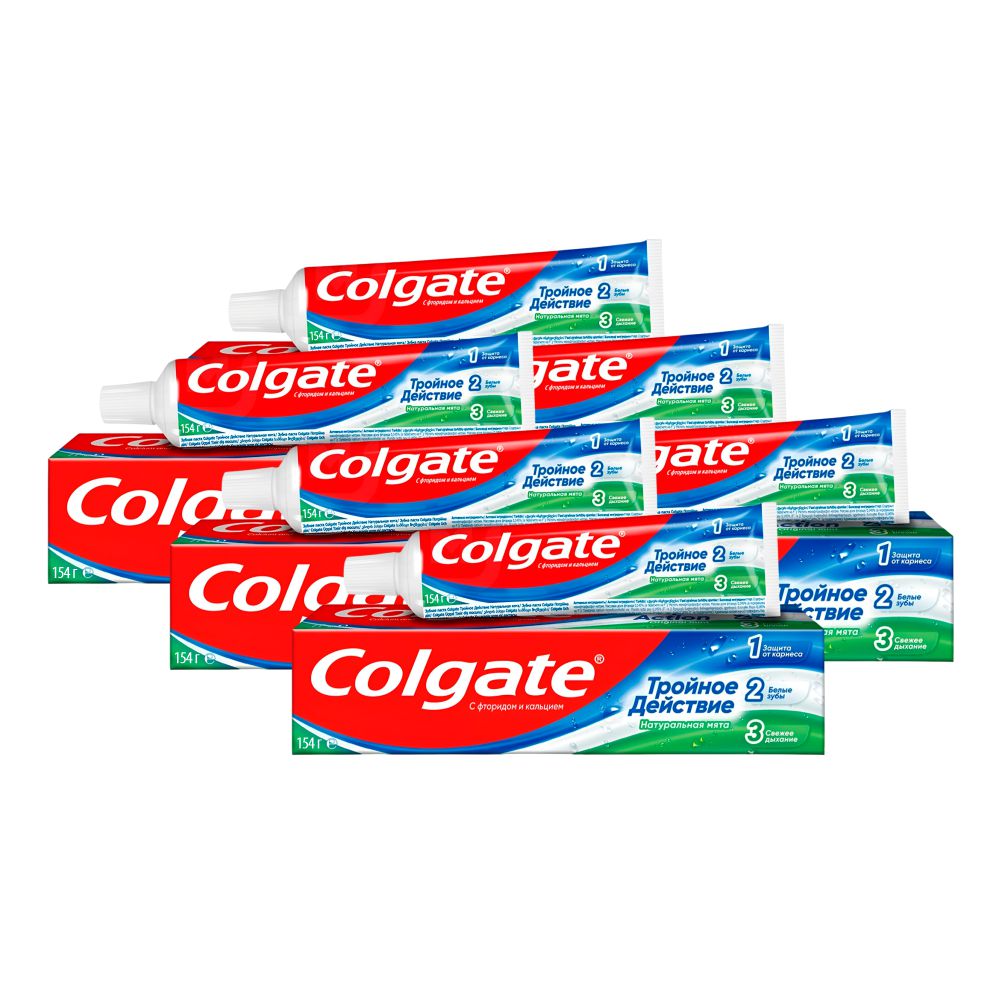 Комплект Зубная паста Colgate Тройное Действие Натуральная мята 100 мл х 6 шт.