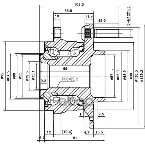 

ZIKMAR Z89701R Ступица колеса () 1шт
