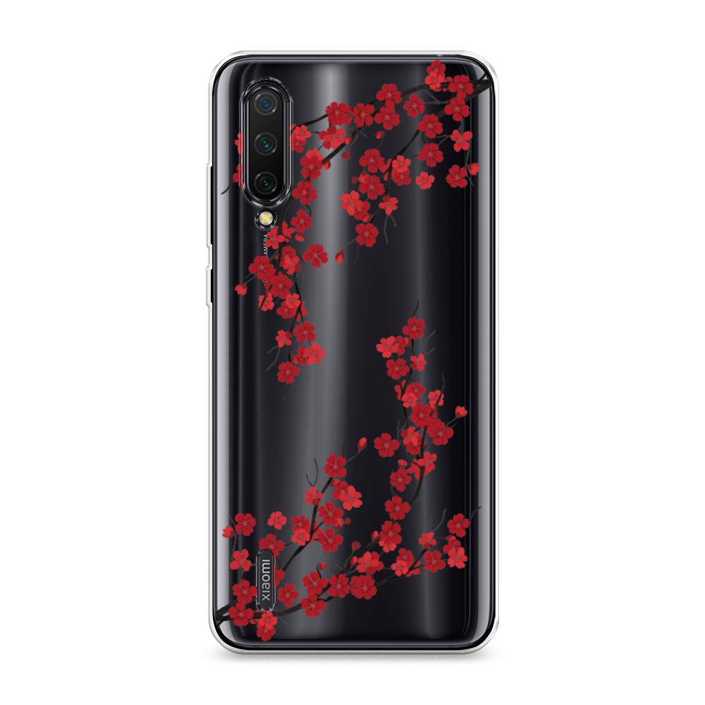 

Чехол на Xiaomi Mi A3 Lite"Красная сакура", Красный;черный, 36250-2