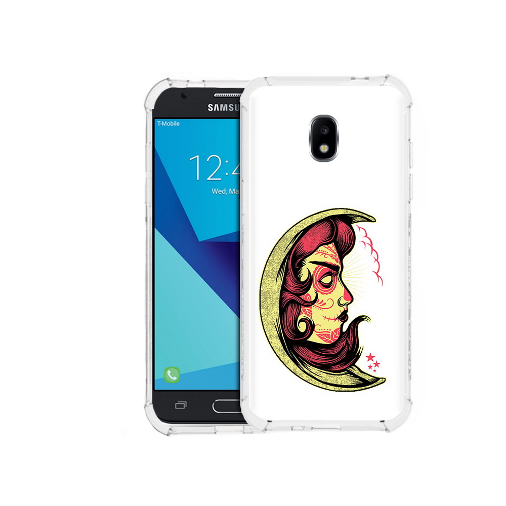 

Чехол MyPads Tocco для Samsung Galaxy J7 Pro желтый полумесяц с лицом девушки, Прозрачный, Tocco