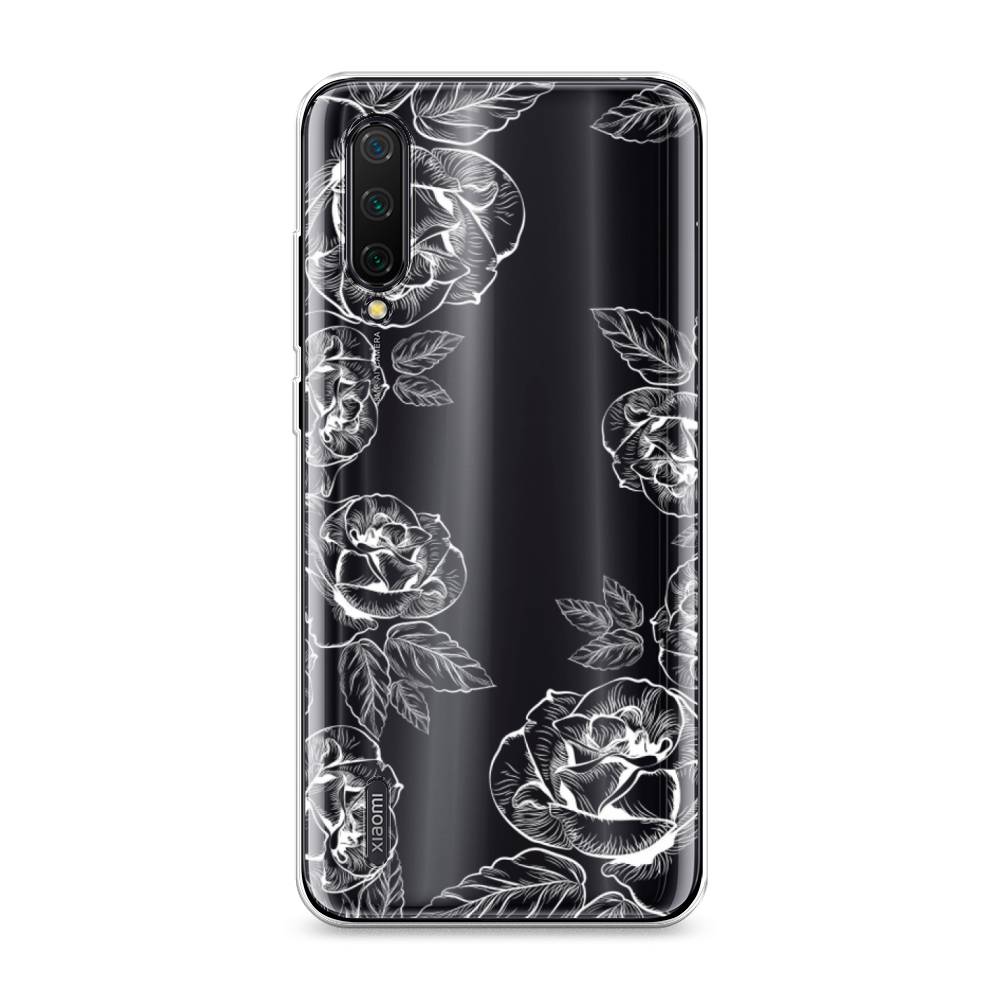 

Чехол на Xiaomi Mi A3 Lite "Розы графика", Черный;серый, 36250-2