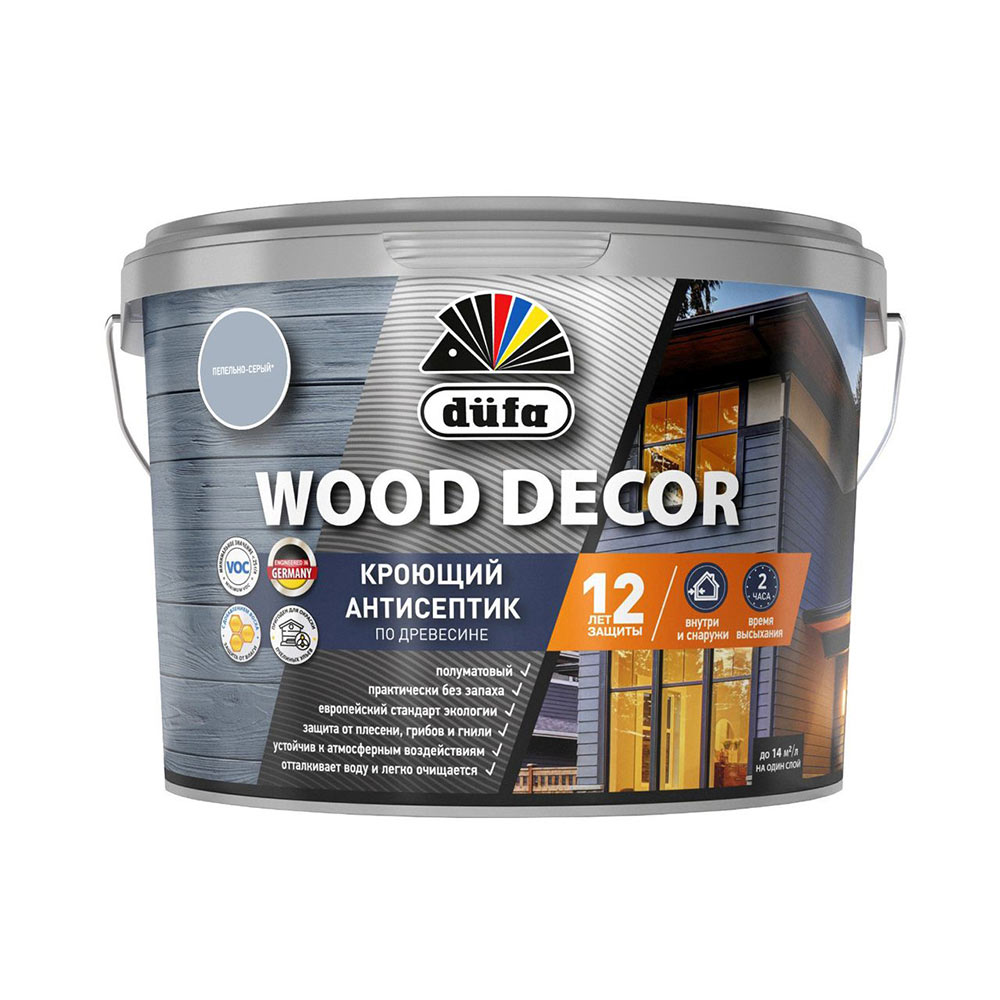 Антисептик Dufa Wood Decor кроющий декоративный для дерева пепельно-серый 2,5 л кроющий пропитка для дерева goodhim