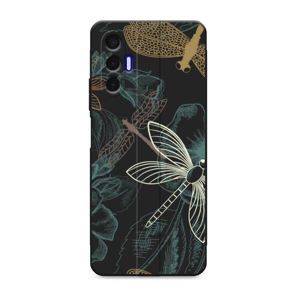 

Чехол Awog на Tecno Pova 3 / Текно Пова 3 "Тени стрекоз", Коричневый;зеленый;белый