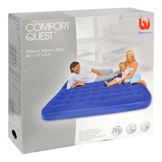 

Надувной матрас Bestway Flocked air bed 203x183x22 см, Синий, Flocked air bed
