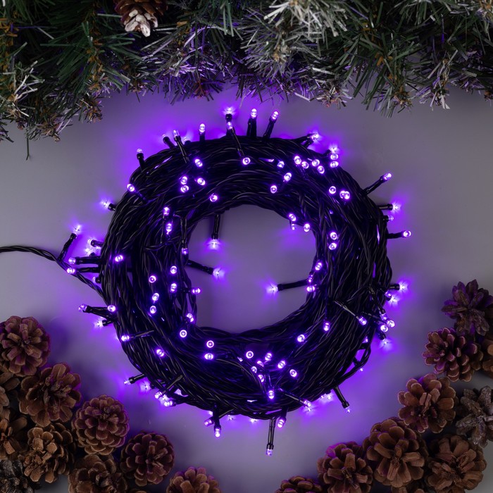 фото Гирлянда «нить» 20 м, ip44, тёмная нить, 200 led, свечение фиолетовое, 8 режимов, 220 в luazon lighting