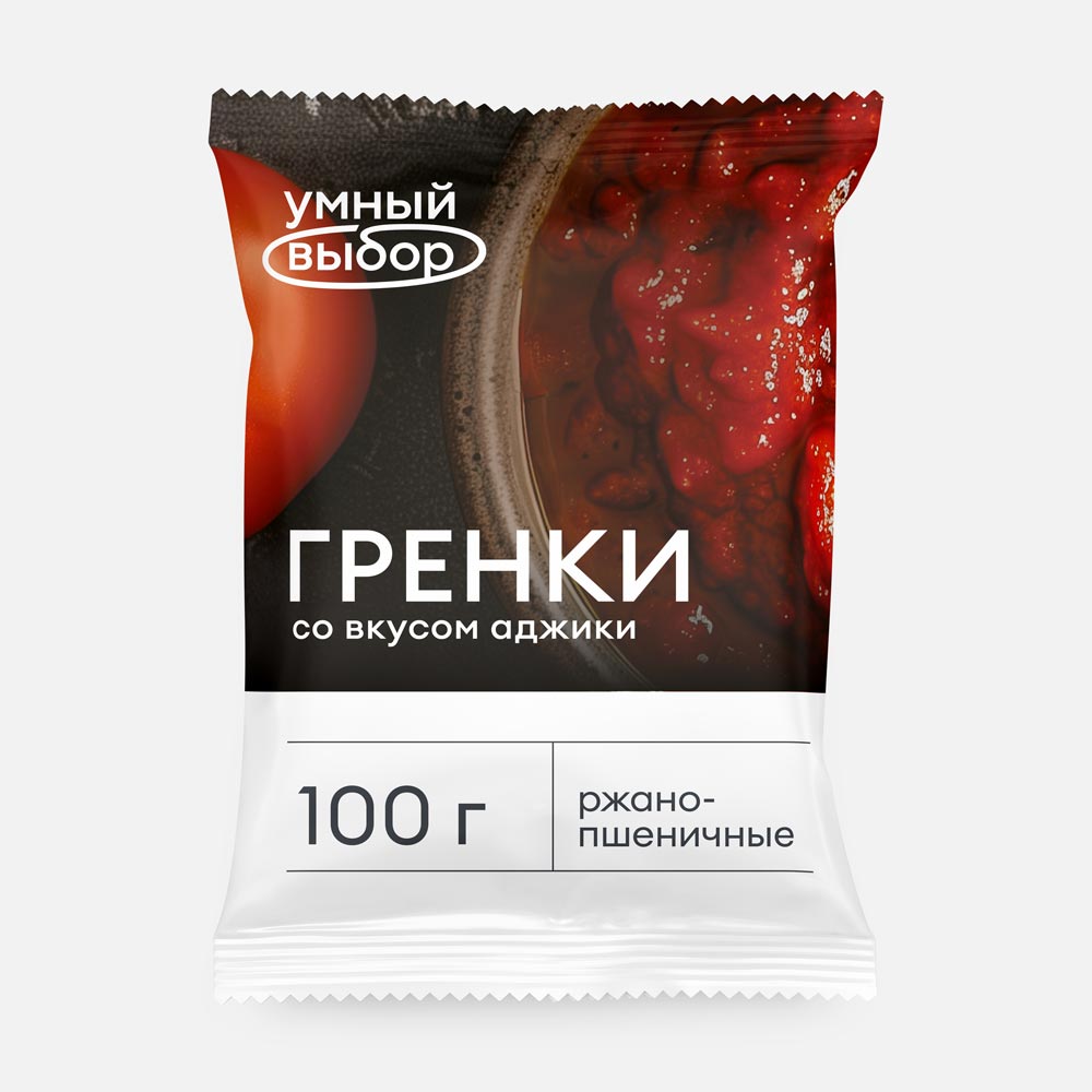 

Сухарики Умный выбор Гренки ржано-пшеничные, со вкусом аджики, 100 г
