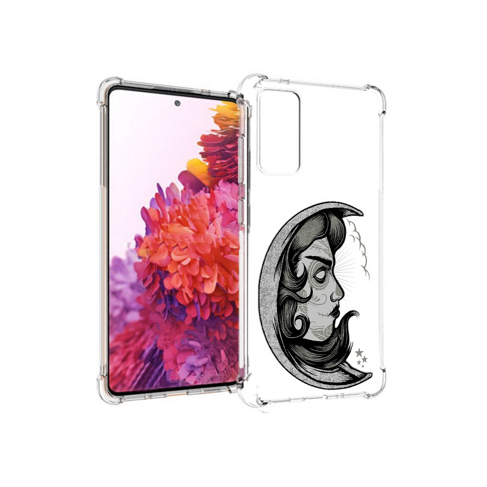 

Чехол MyPads Tocco для Samsung Galaxy S20 FE черно белая луна с лицом (PT153647.496.680), Прозрачный, Tocco