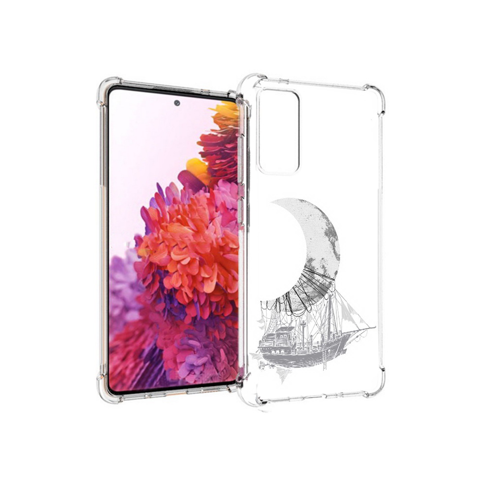 

Чехол MyPads Tocco для Samsung Galaxy S20 FE черно белый корабль полумесяц, Прозрачный, Tocco