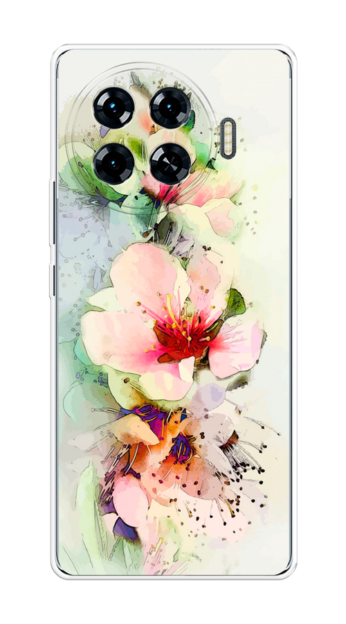 

Чехол на Tecno Spark 20 Pro Plus "Нежные цветы", Зеленый;розовый, 305050-1