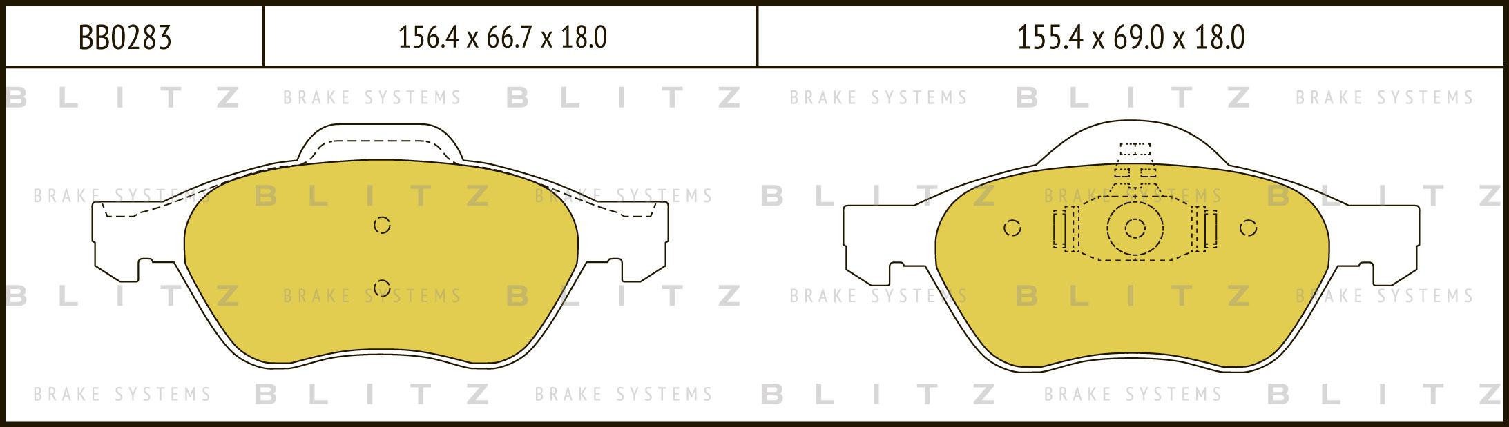 

Тормозные колодки BLITZ передние для Rеnаult Lаgunа 3, Тwingо, Wind 2007- BB0283