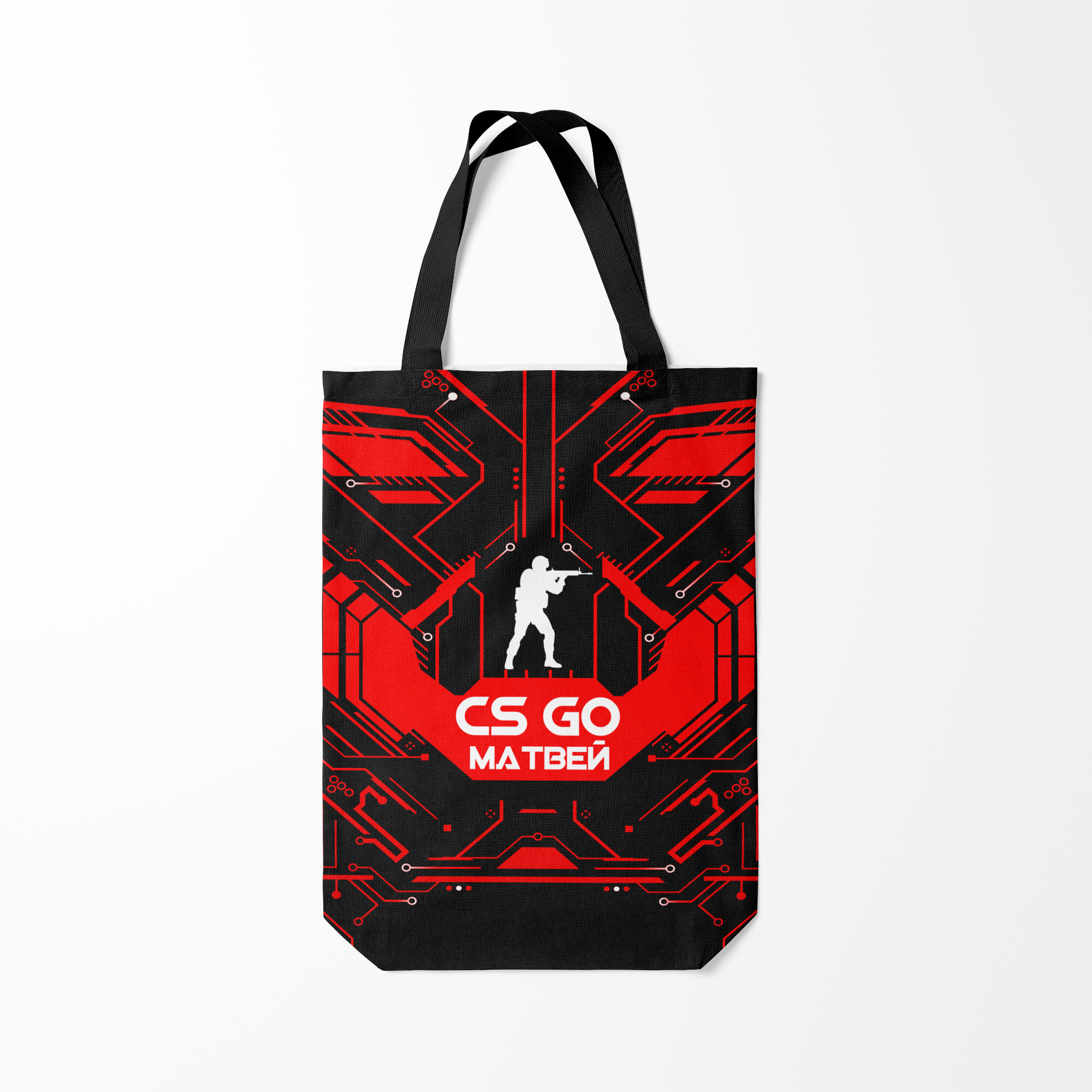 

Сумка шoппер унисекс Burnettie Counter Strike Матвей, черный; красный, Counter Strike Матвей