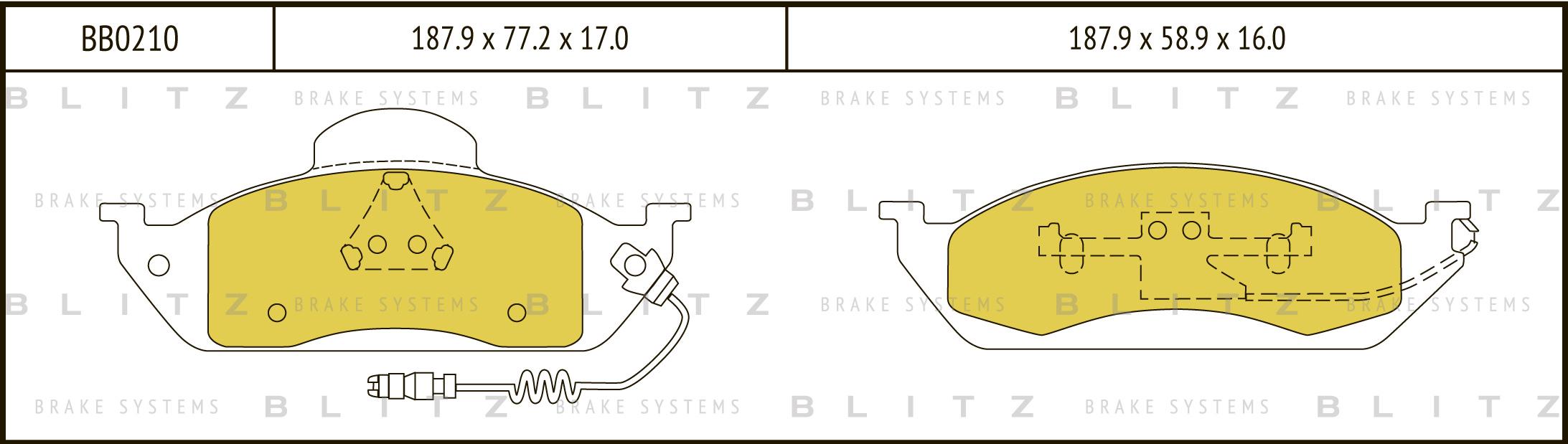 

Тормозные колодки BLITZ передние дисковые BB0210