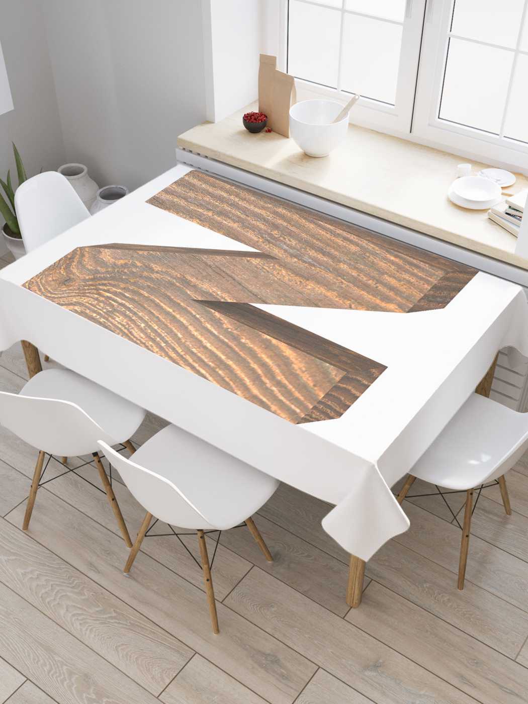 

Скатерть прямоугольная JoyArty "N из дерева" из сатена, 120x145 см, N из дерева