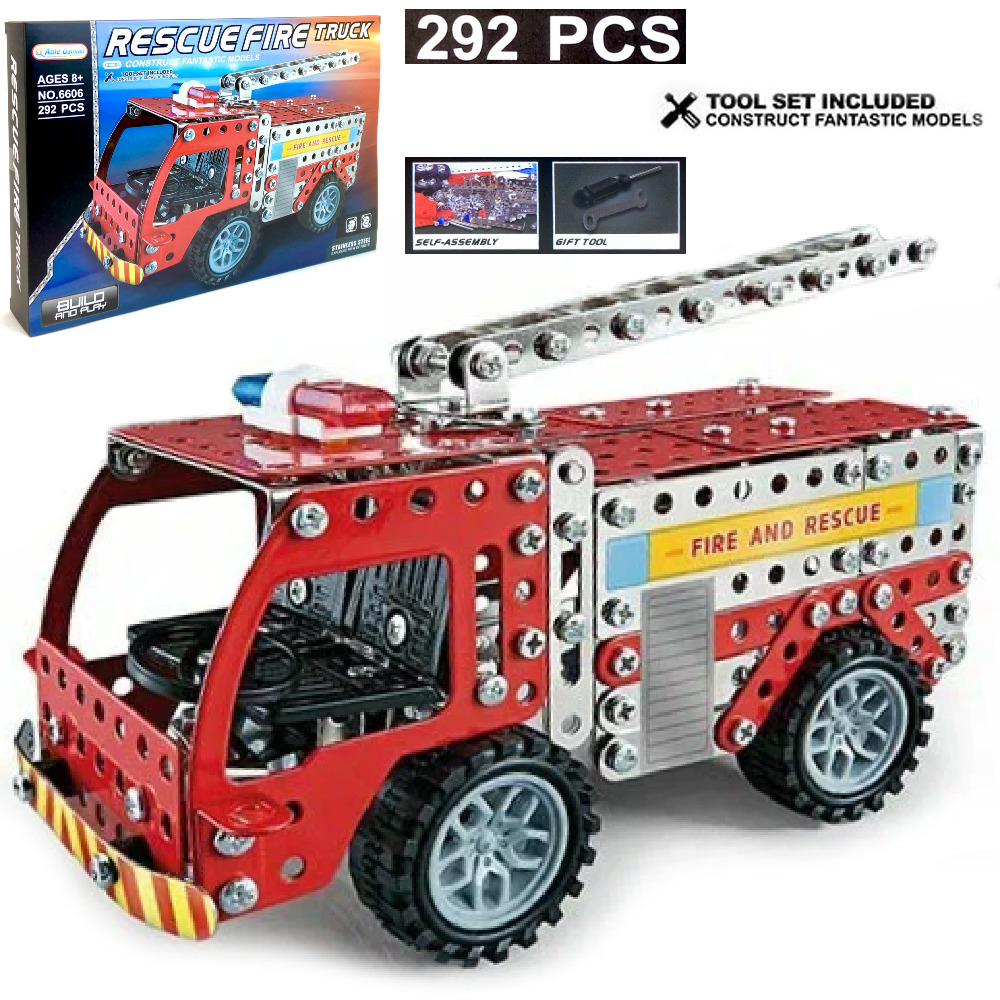 Конструктор металлический Playsmart Пожарная машина Rescue Fire Truck, 292 дет. 110661