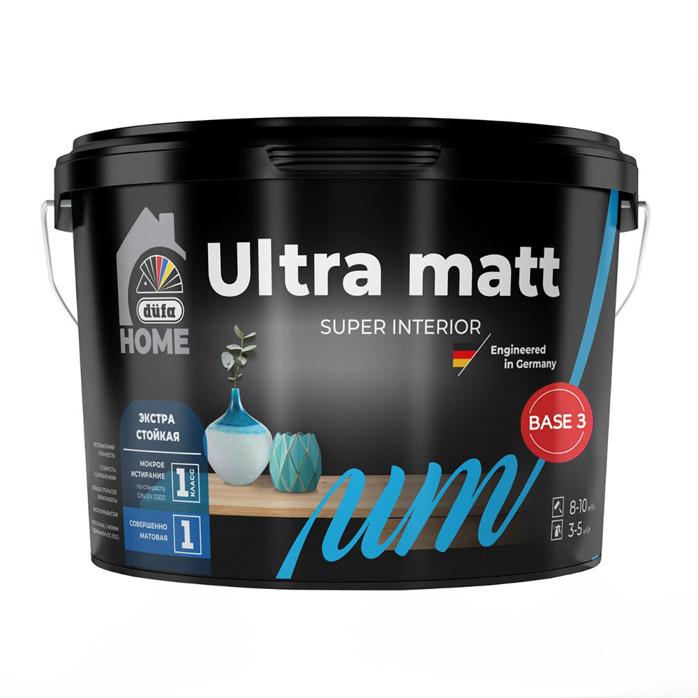 Краска моющаяся Dufa Home Ultra matt база 3 бесцветная 9 л