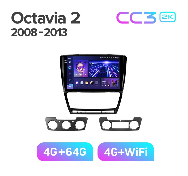 Магнитола TEYES SKODA OCTAVIA A5 2006-2013 гчерная рамкаCC3 2K 464ГБ 3689000₽